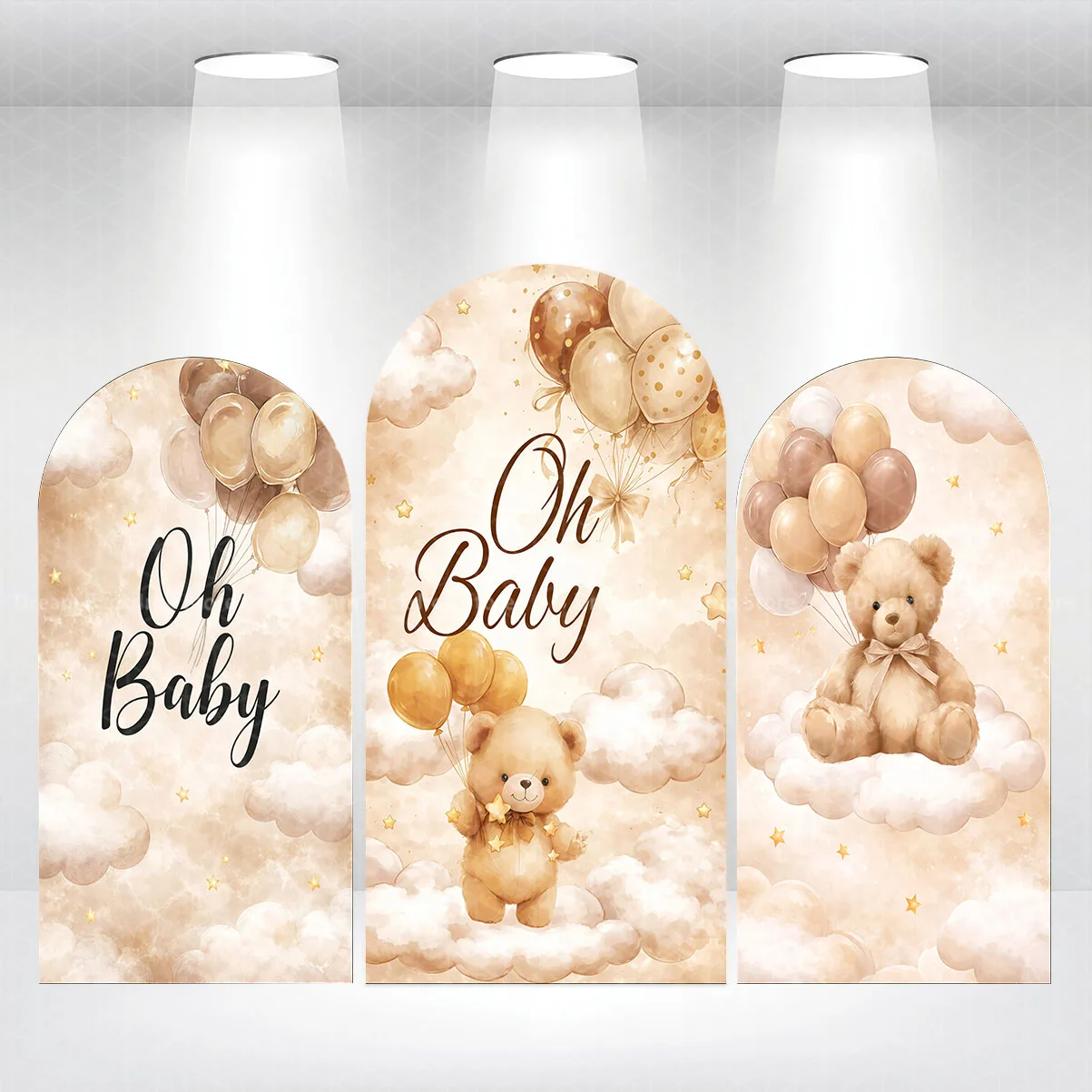 

Двусторонний фон-арка «О, Бэби» с бурым медведем и воздушным шаром для детского дня рождения, вечеринки в честь рождения ребенка, декор для фотозоны