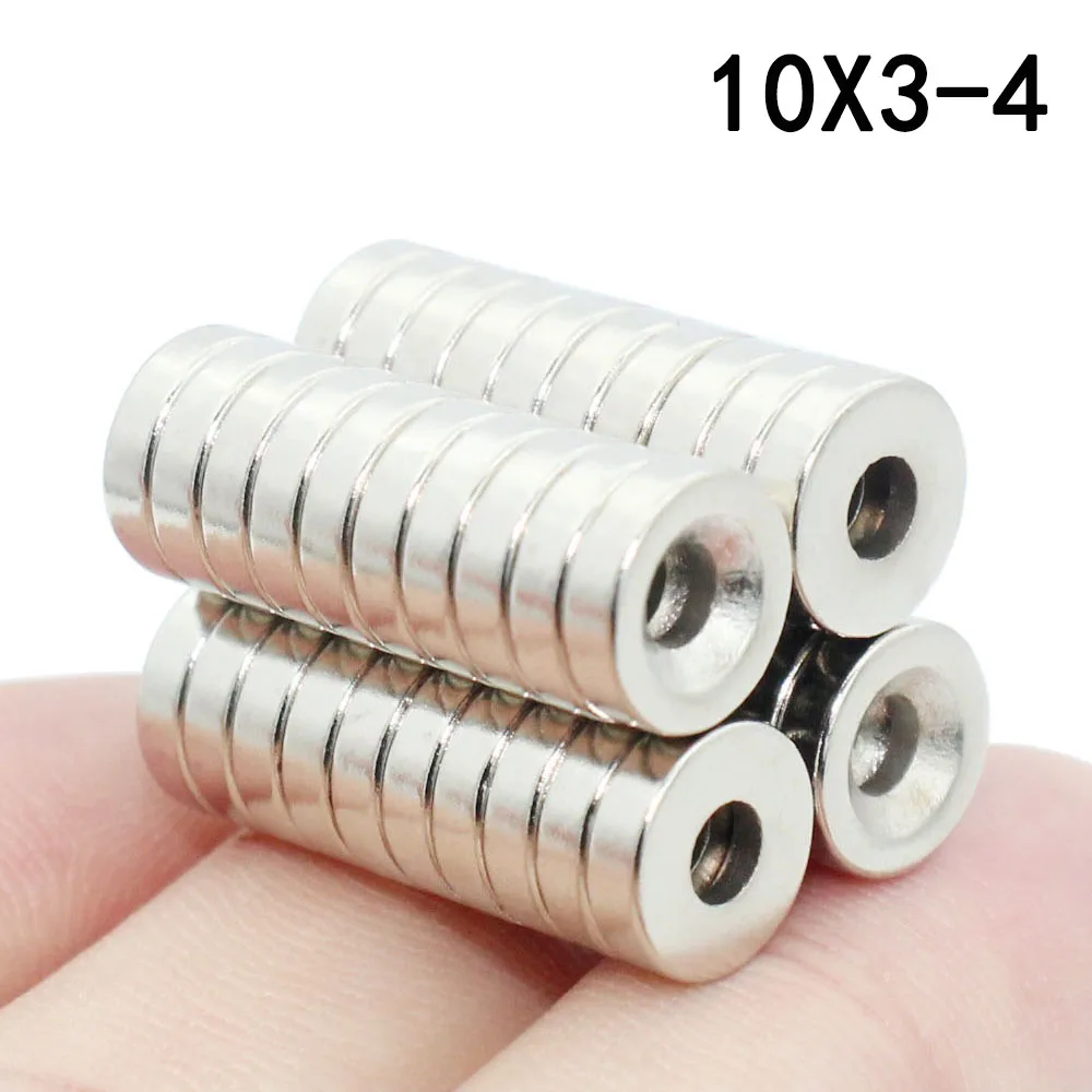 5/10/20/30/40Pcs 10x3-4 Neodymium Magnet 10mm x 3mm Hole 4mm N35 NdFeB Round Super Powerful Strong Permanent Magnetic imanes