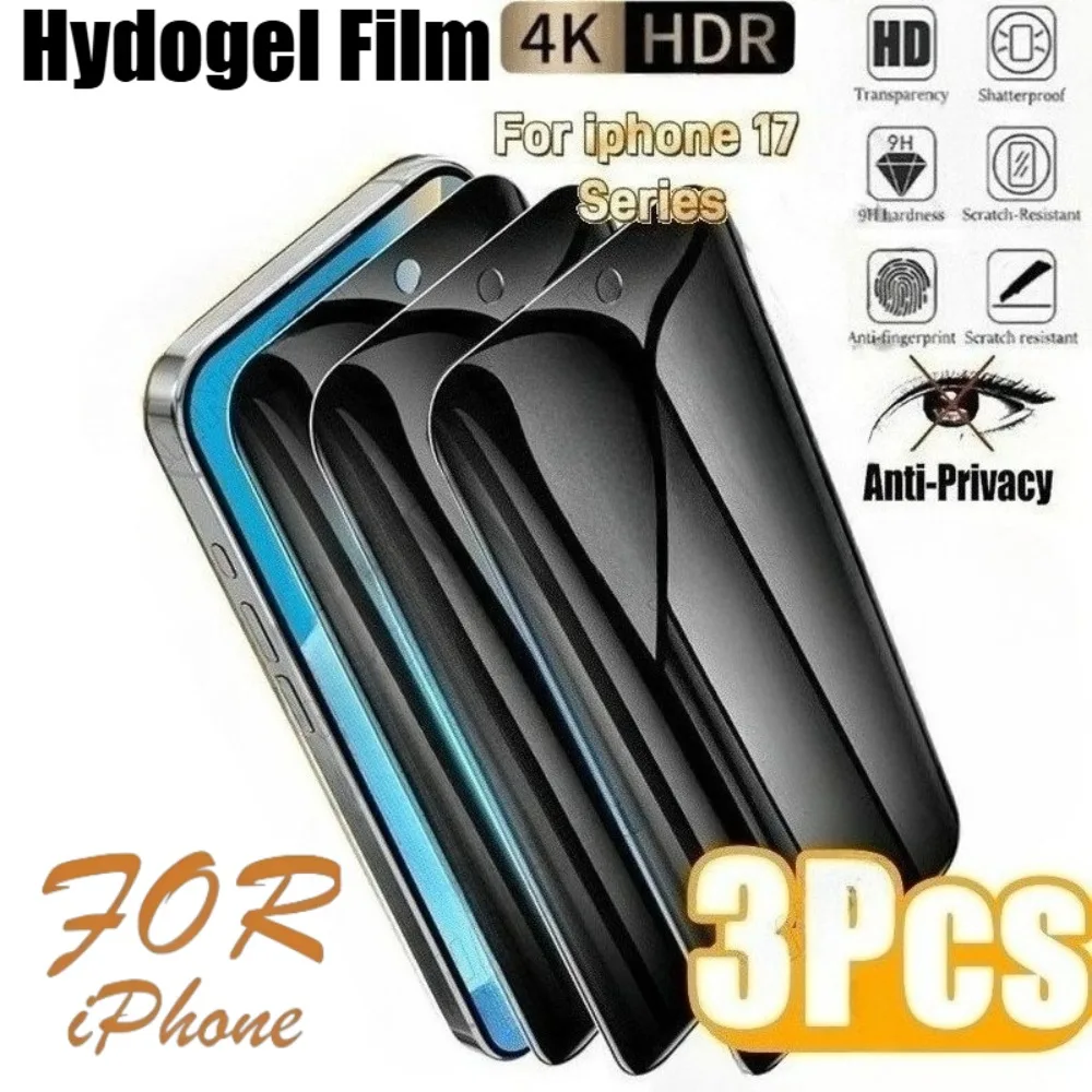 

3 шт. антишпионская гидрогелевая пленка для iPhone 17 16 15 14 Pro Max Air 16e 15 14 Plus 13 12 11 Pro XR XS Max, полное защитное покрытие для экрана