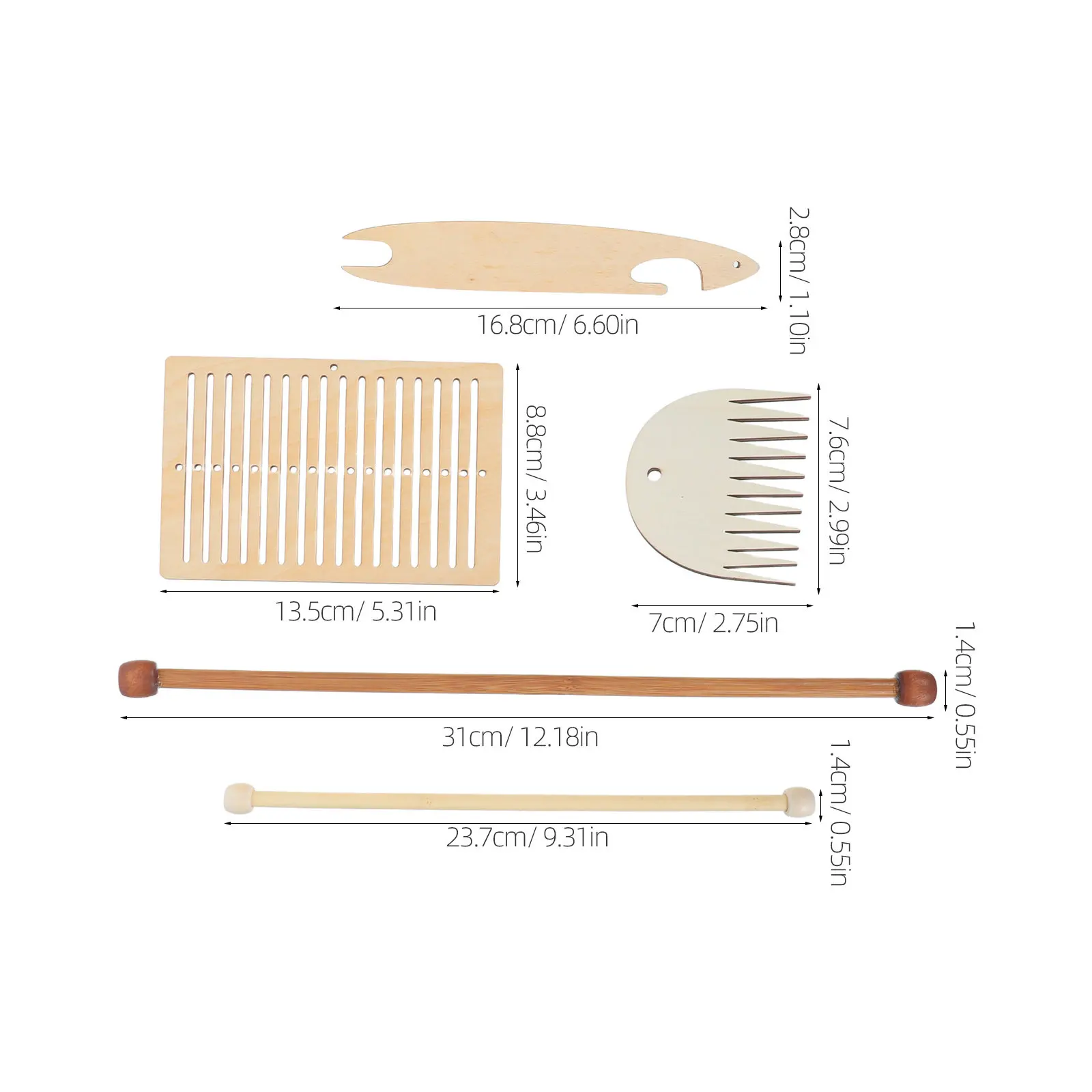 1Set Wooden Tapestry Weaving Tools Kit Shuttle Board Comb Crochet Hooks for DIY Carpet Wall Hanging Braiding Craft Supplies