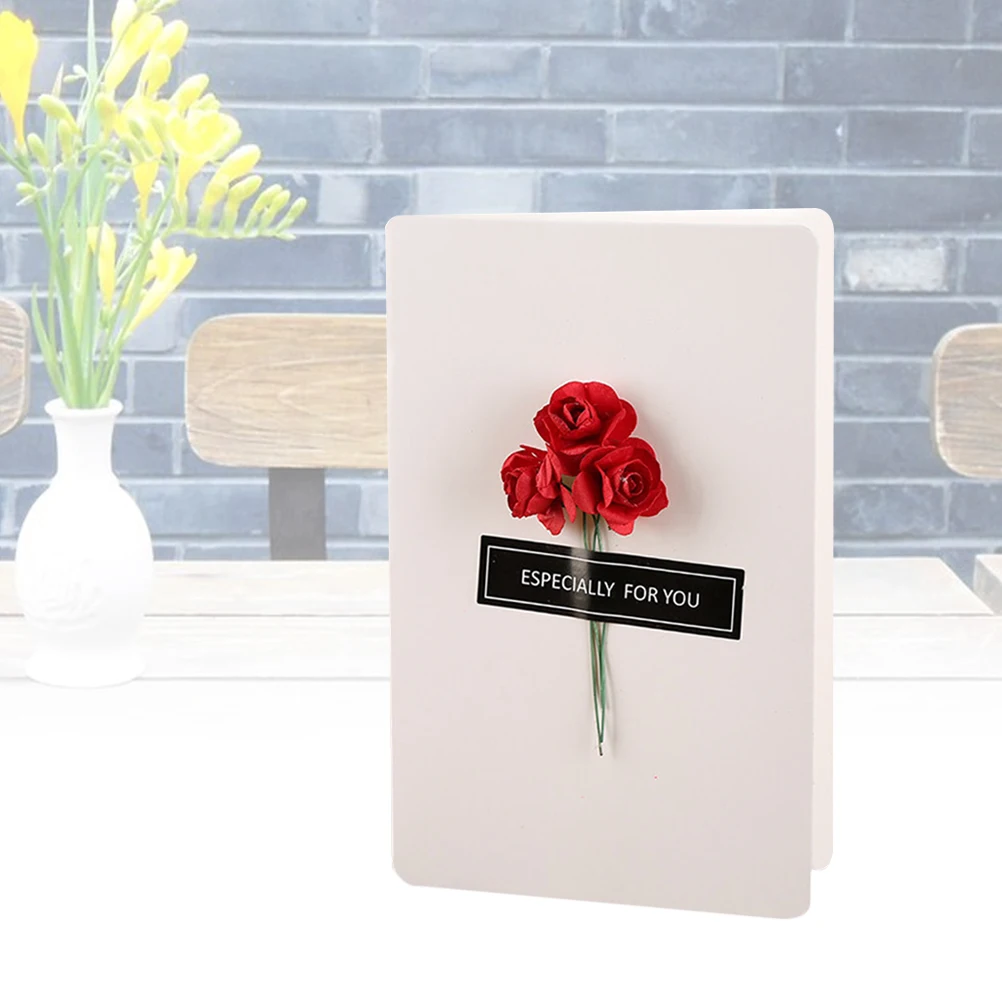 

Dried Flower Greeting Card White Birthday Party Invitation Decorative H made Flowers Celebration Special Occasion