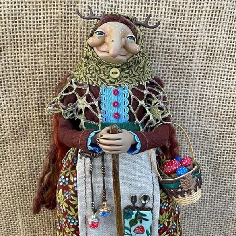 

New Kitchen Witch Embroidery Handmade Doll Figurine Movable Doll Cooking Subject Girl'S Collection Embroidery Figurine Doll Mode