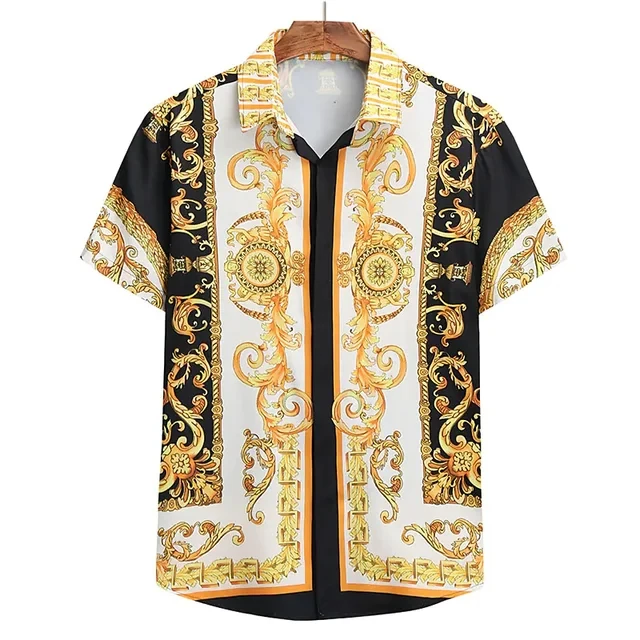 Unisex 2024 Breathable Hawaiian Shirts Baroque French Men\'s Shirts 3D Printi High Fashion Street Loose Men\'s Streetwear Shirts