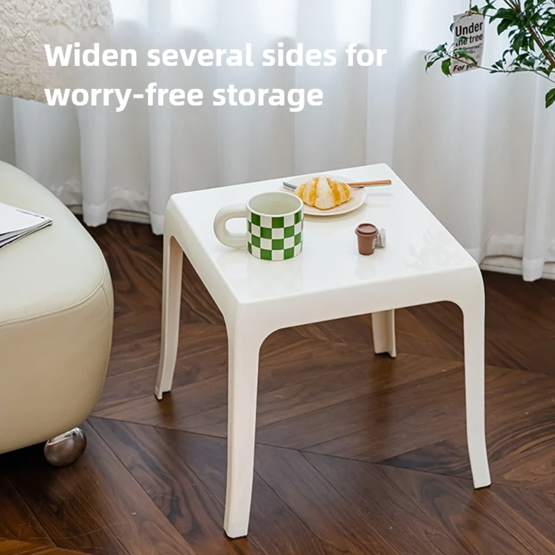 Mesas para café de sala de estar, mesa auxiliar nórdica transparente de acrílico, escritorios minimalistas de ángulo cuadrado, muebles de noche para mesita de noche