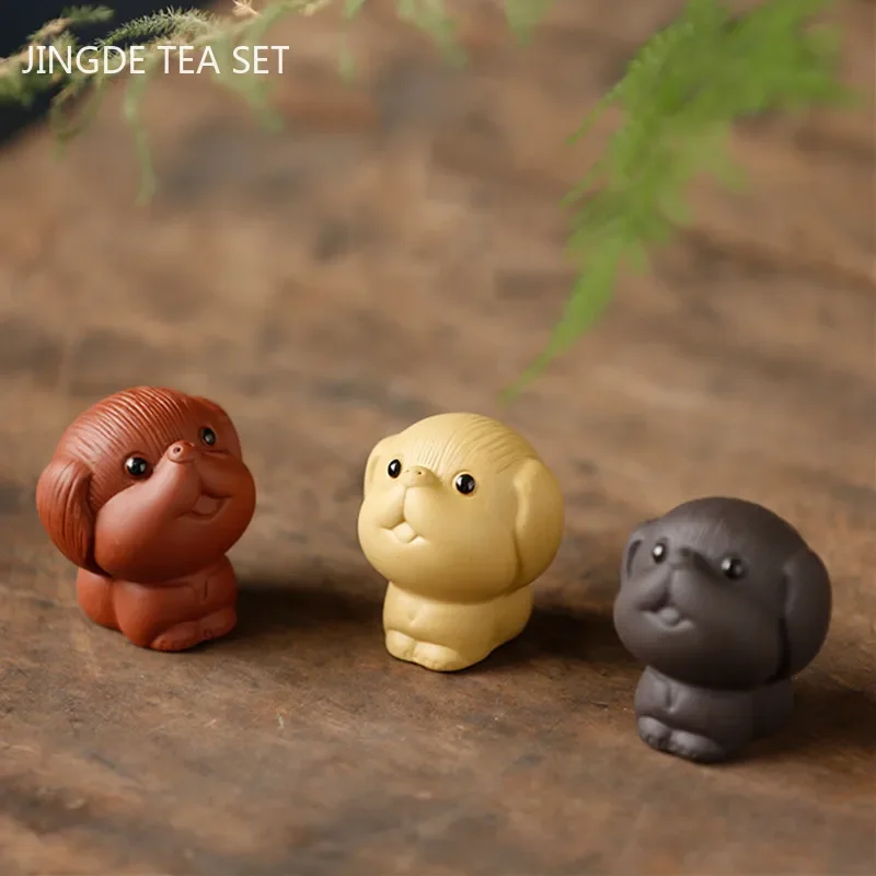 1PCS Mini Fingertips Purple Clay Tea Pet Handmade Cute Animal Statue Ornaments Boutique Crafts Tea Set Decoration Accessories