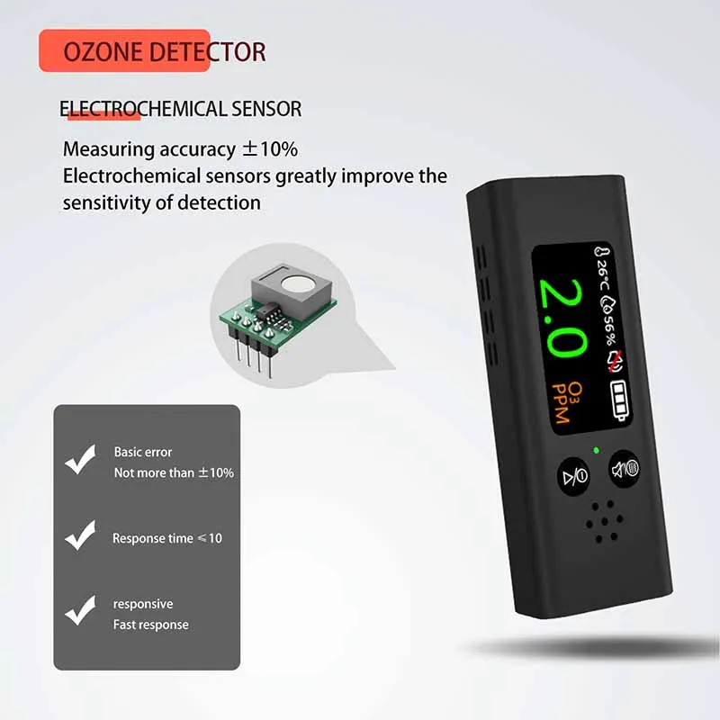Handheld Ozone Detector  High-Precision Air Quality Monitor Multifunctional Intelligent Ozone Meter Portable Gas Sensor Analyzer