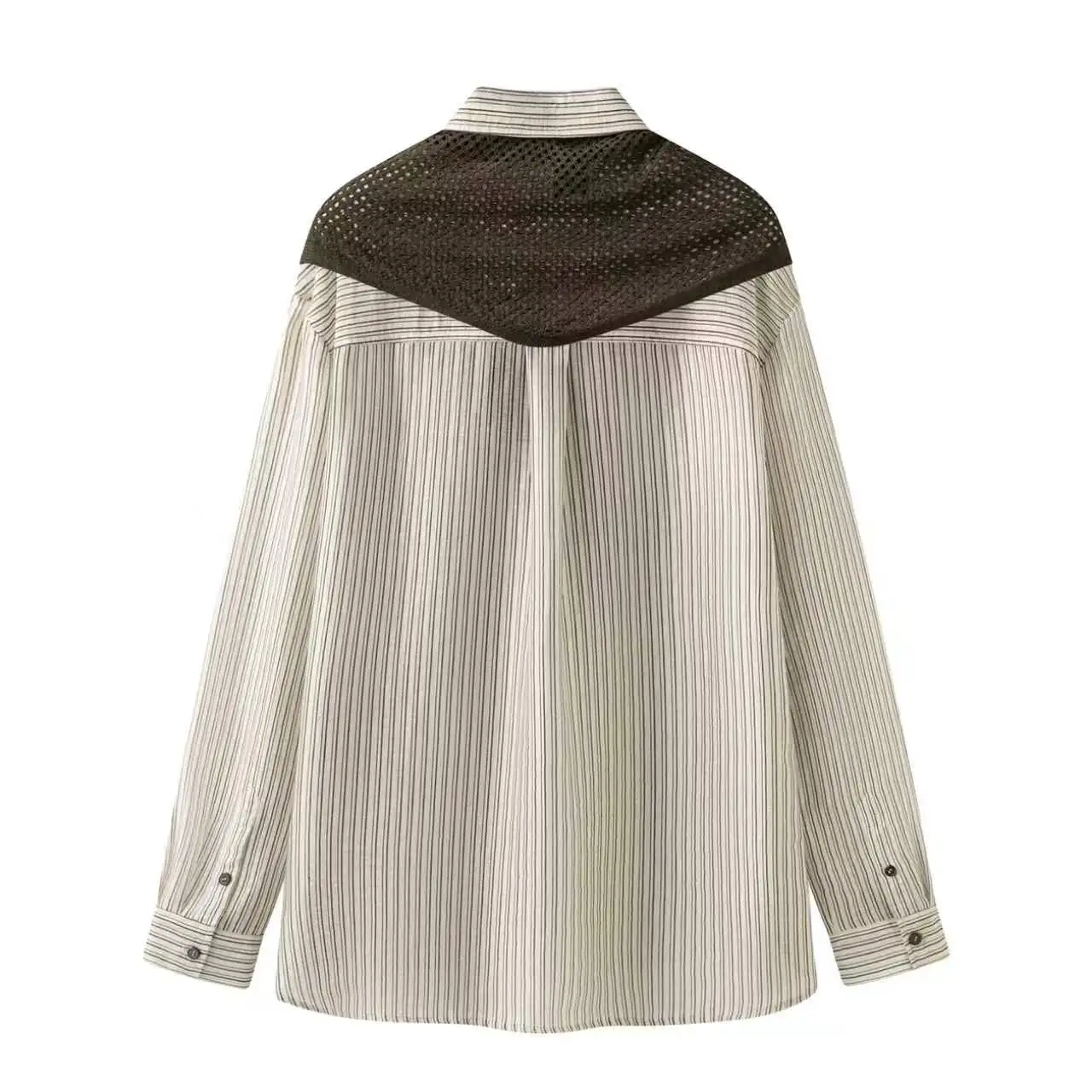 Detachable Shawl Collar Casual Loose Striped Shirt Women's Fashion Autumn 2026 New Design Top Unbranded Long Sleeve