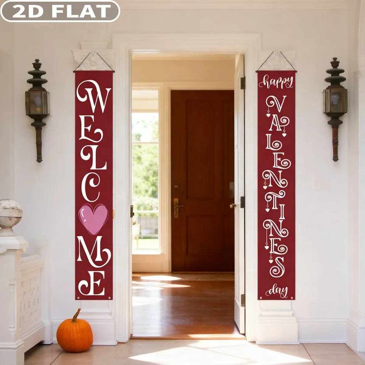 

1pair Appy Valentines Day Banner for Valentines Day Decor with Hanging Rods and Ropes, 1x6 FT Valentines Day Door Porch Signs