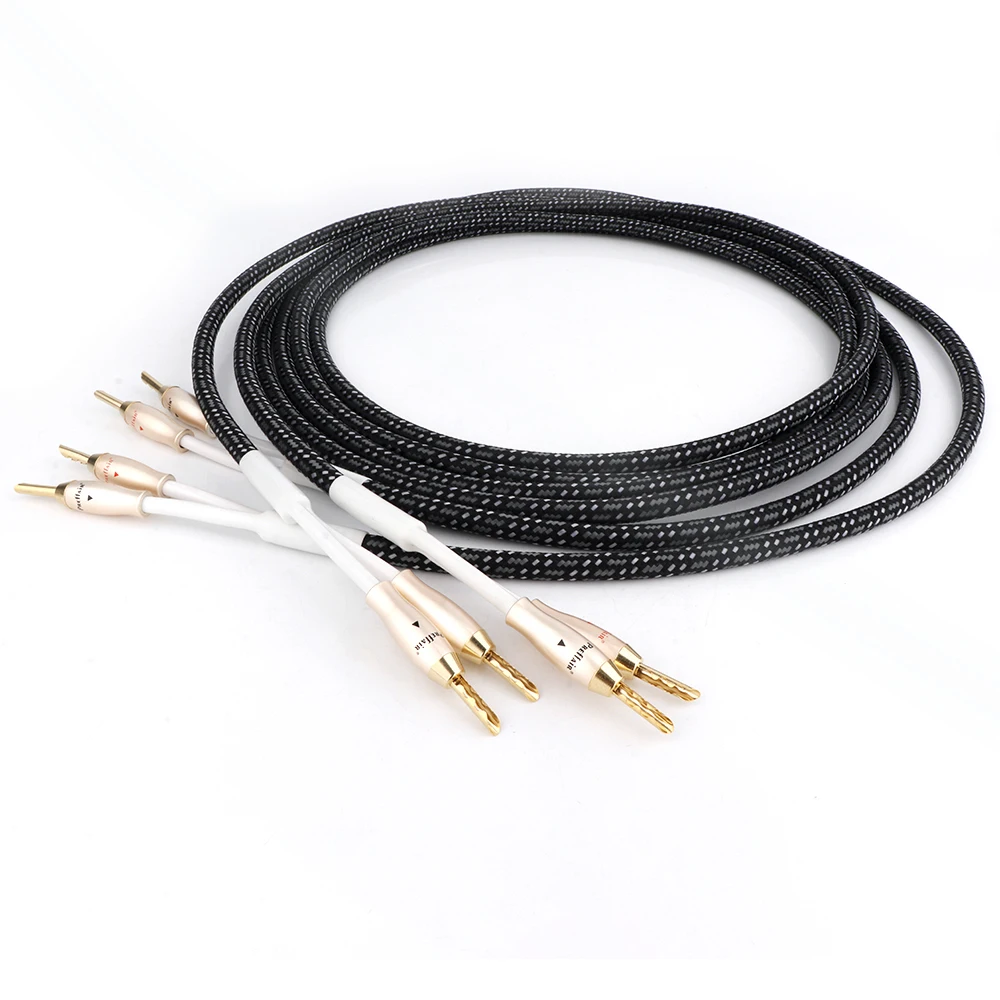 Paar OCC Versilberte Lautsprecherkabel mit 5µ Vergoldeten Bananensteckern für CD/HIFI-Systeme – Detail 5