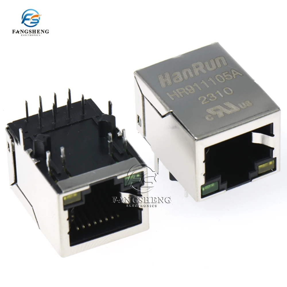 10/50/100PCS HR911105A  Single Port RJ45 Connector With Magnetics Module And LED HR911105