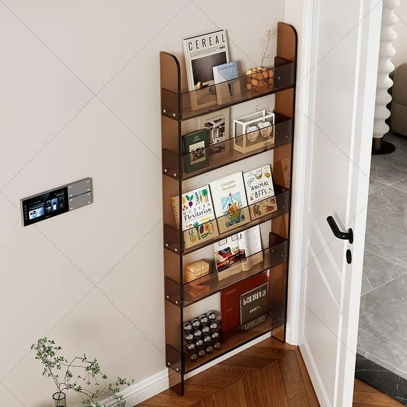 

Bookcase, locker, bookshelf, acrylic door rear shelf, multi-layer storage rack, ultra-thin crack 9CM to the wall