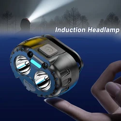 Super Mini LED Headlamp Rechargeable Emergency Head Flashlight Powerful Sensor Head Light Torch Headlights Front Lantern Fishing