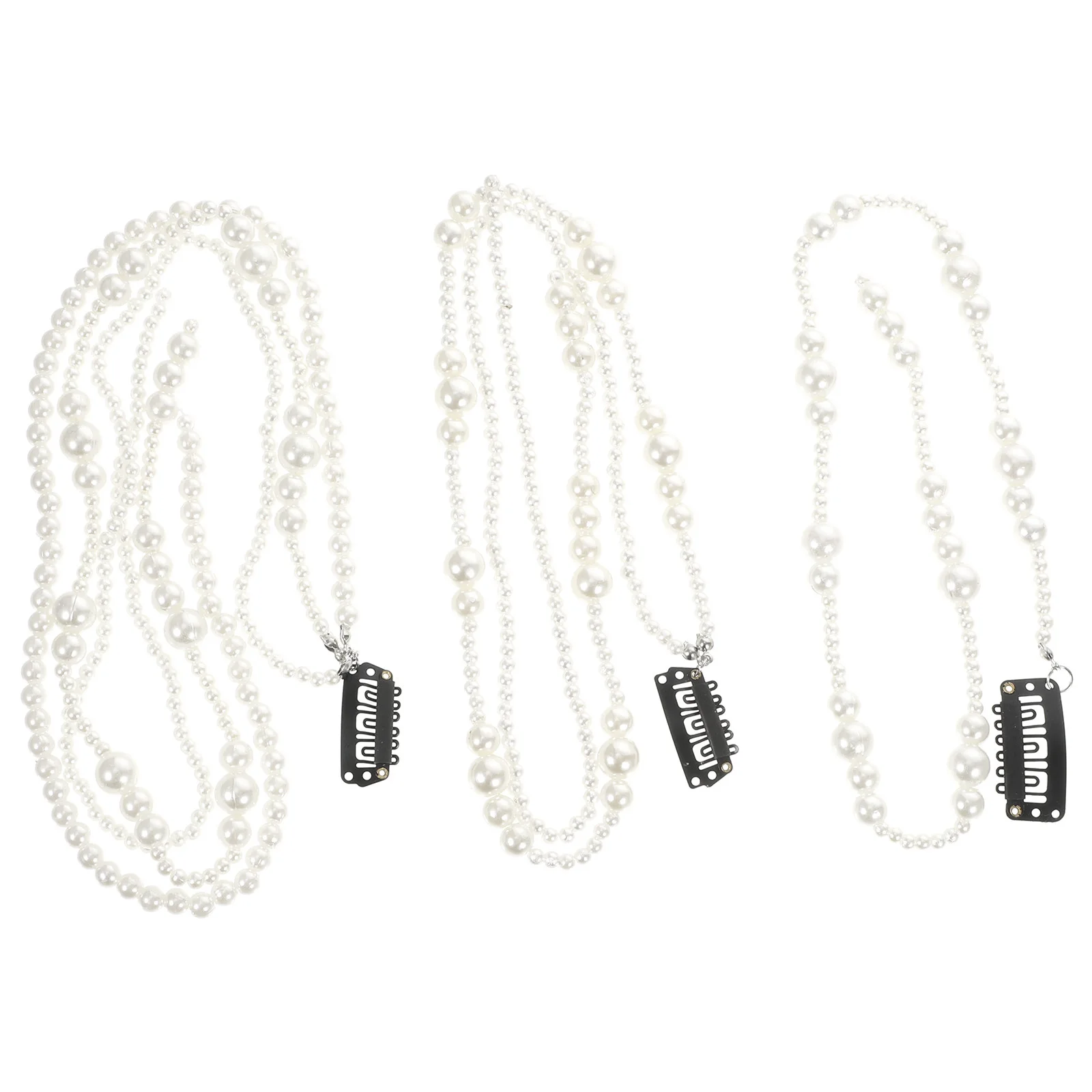 

3Pcs Pearl Hair Chains Elegant Hair Braiding Clips Extension Accessories for Wedding Birthday Gifts Clip in Braids