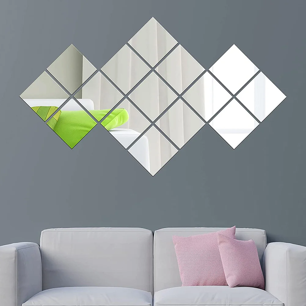 

16Pcs Wall Mirror Stickers Self Adhesive Mirror Tiles Acrylic Safety Reflective Decals for Kitchen Ceiling 's Room Home
