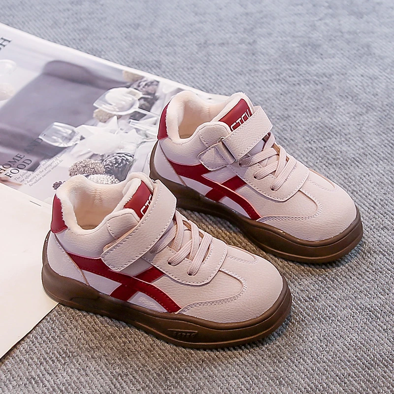 2025년 신상 따뜻하고 편안한 플리스 안감 아동용 경량 따뜻한 면화 신발 고무 상단 통기성 면화 신발