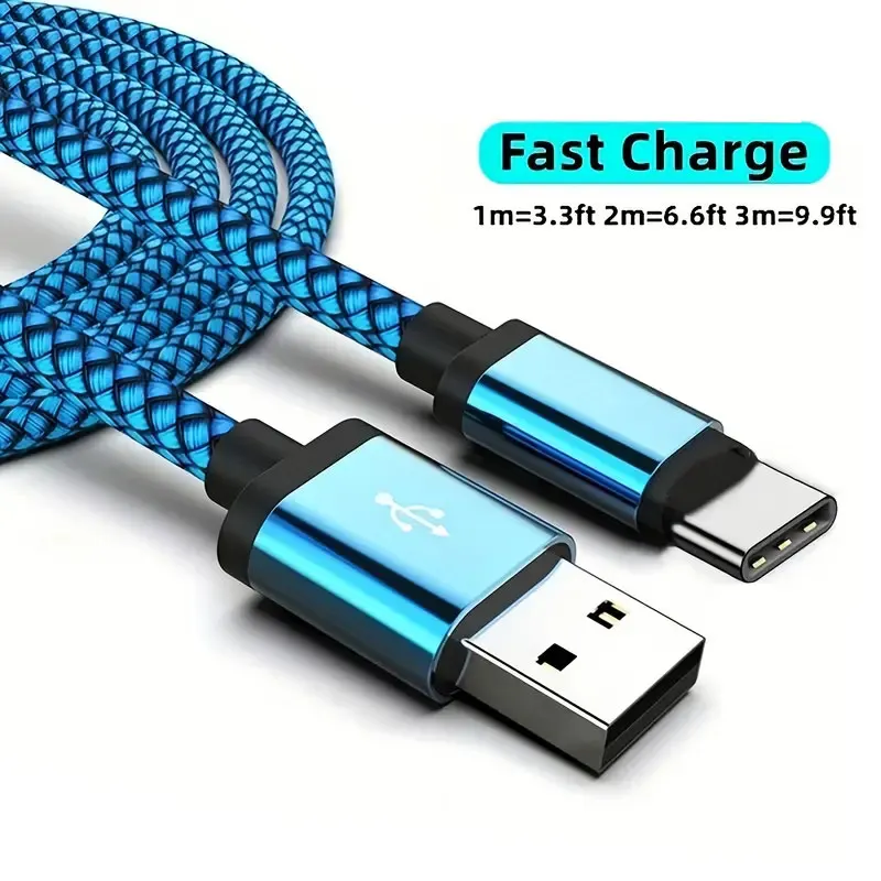 Nylon USB Type C Cable Fast Charging Data Cord For Samsung/Xiaomi/vivo/oppo/Redmi And More USB C Smartphones Charger Cable 2m 3m