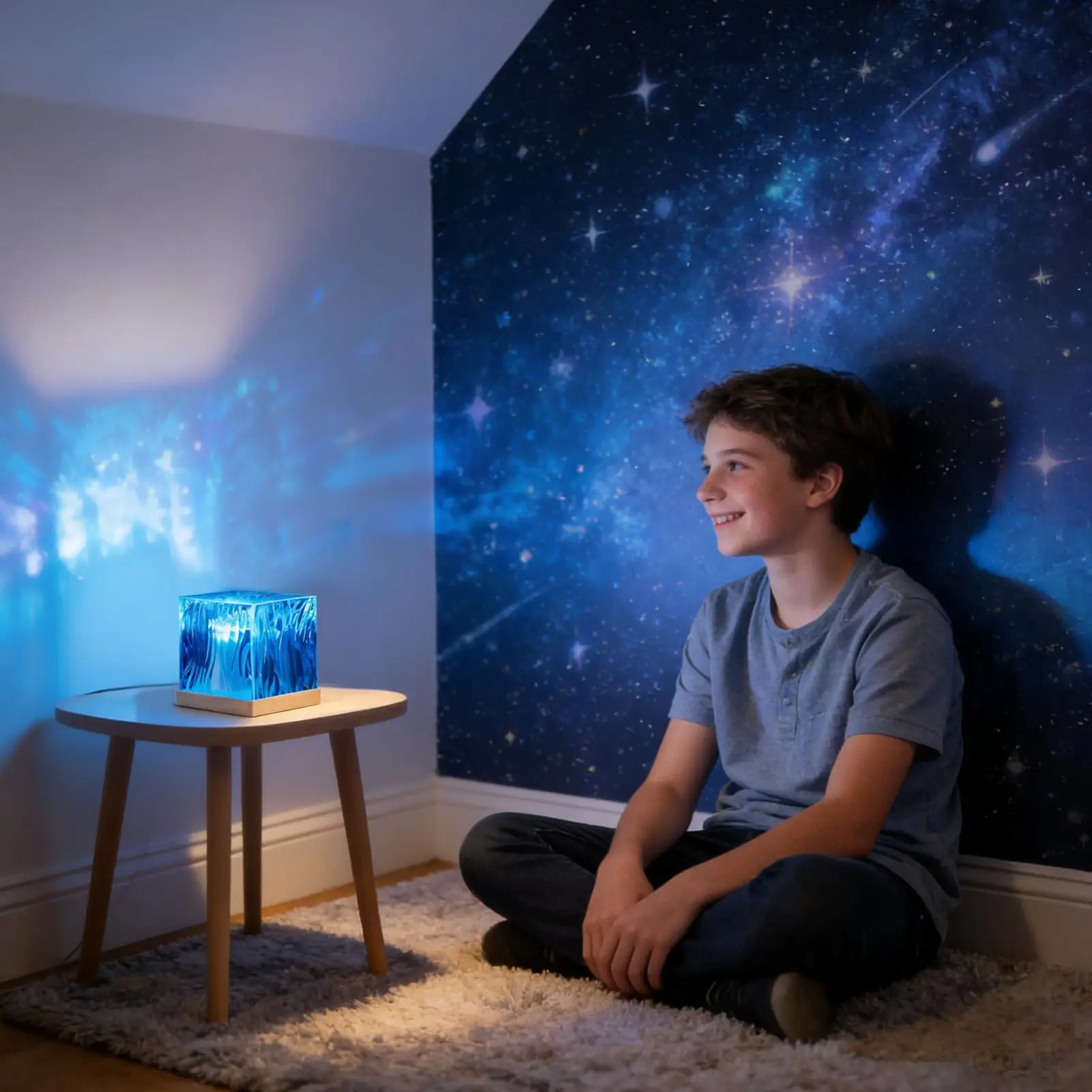 Projector Night Lights USB Charging Cube Shape Adjustable Brightness Room Lamp Projector Night Lights For Bedside Kitchens