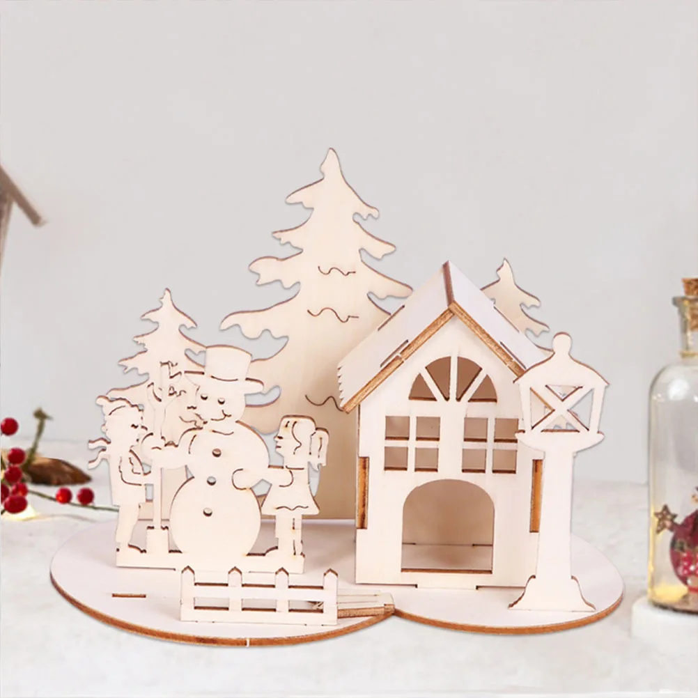 

2Pcs Snowman Wooden Puzzle Christmas DIY Desktop Decoration Stereoscopic Scenes Xmas Decorative Accessories Christmas
