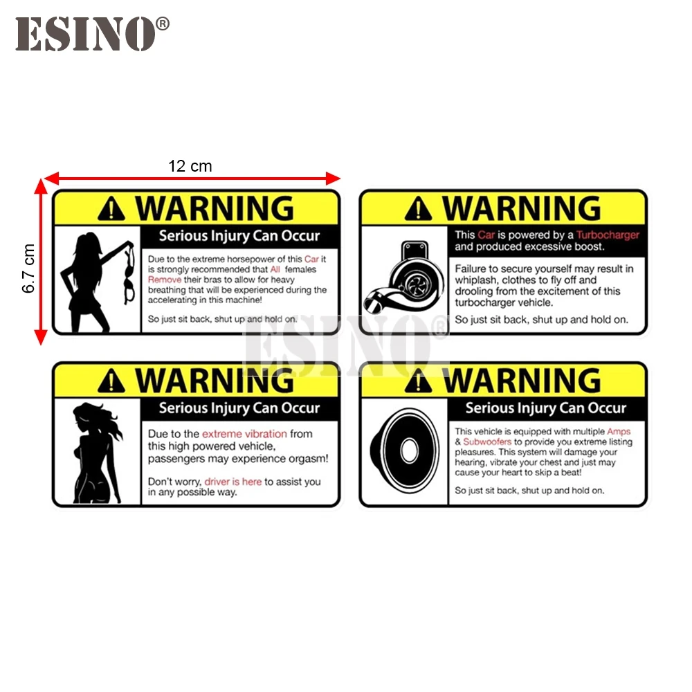 12x6.7cm Funny Warning Car Sticker PVC Waterproof JDM Auto Decal Turbo Audio Sexy Rule Motorcycle Bumper Decor