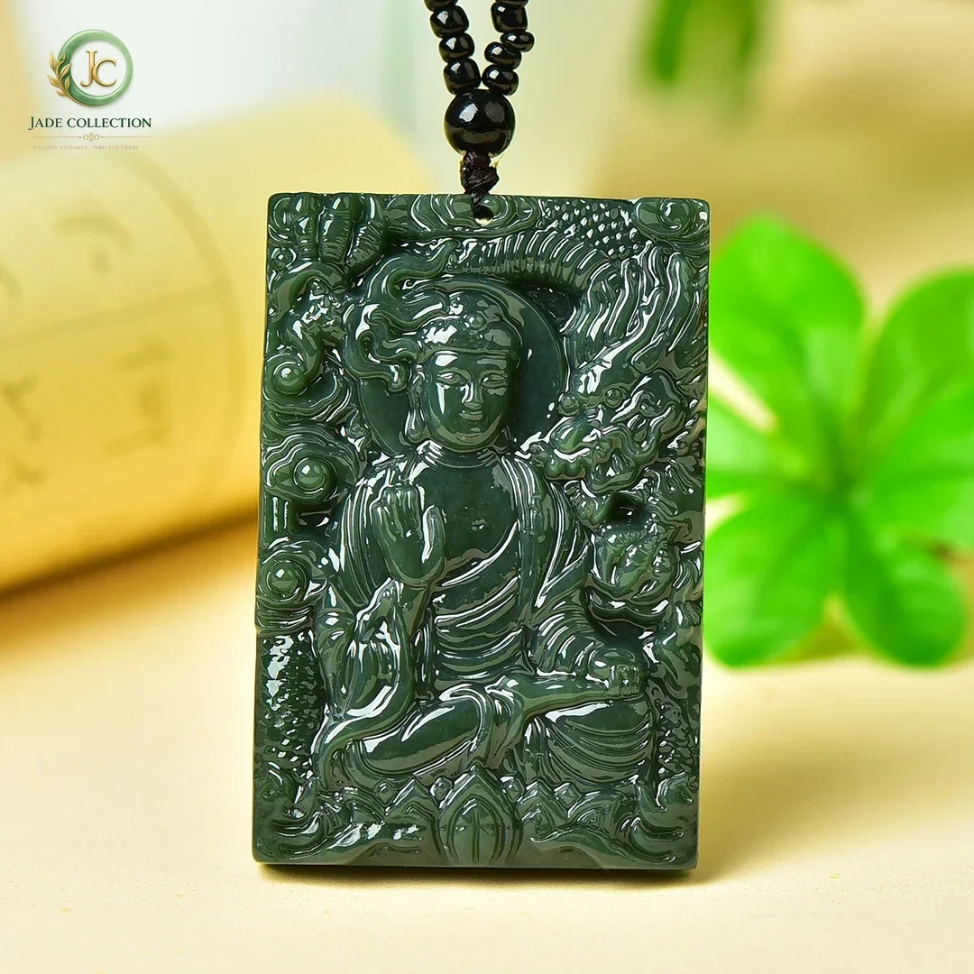 100% Natural Genuine Hetian Jade Guanyin Buddha Pendant Fashion High-grade Handmade Men's and Women's Jewelry Gift Jade Necklace