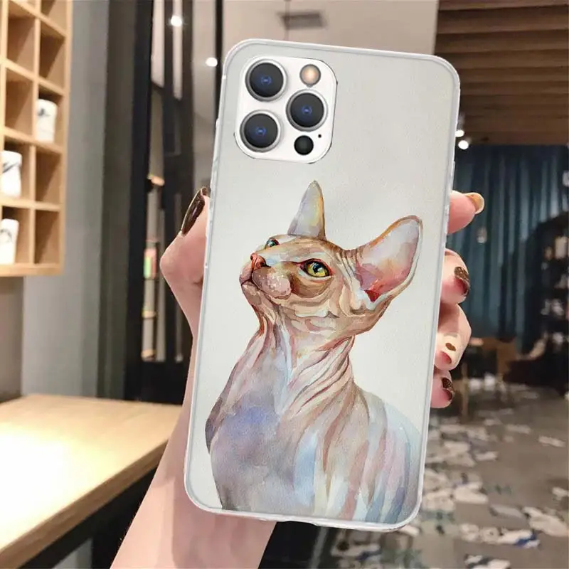 Lavaza Sphynx Sphinx Cat Soft Phone Case For iPhone 16 15 14 13 12 11 Pro Max X XR XS 7 Plus 8 + SE 2020 Pattern Customized Cove