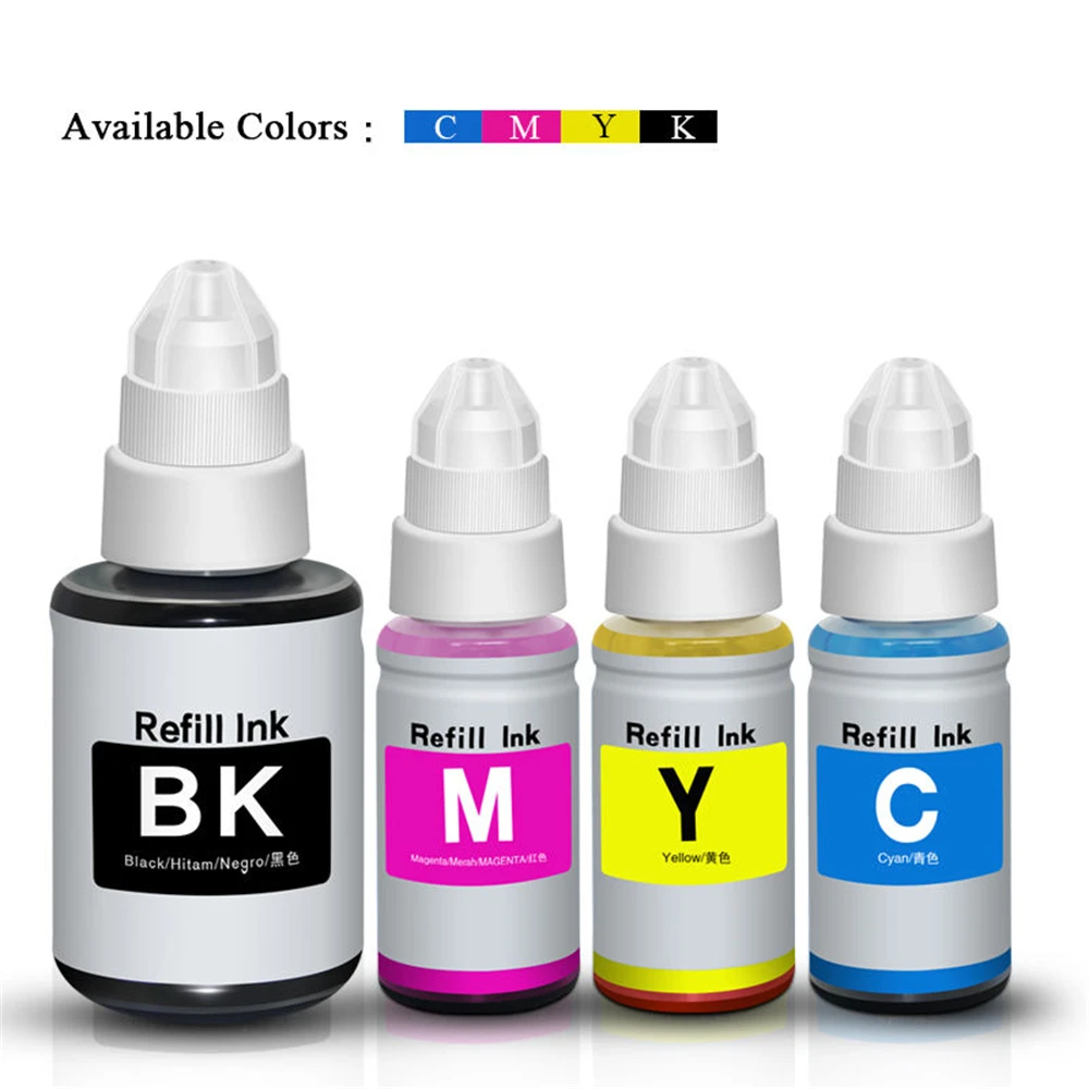 Refill Ink BK/C/M/Y Dye Ink Compatible for Canon G1800 G2800 G1810 G2810 G3800 G4810 Deskjet Inkjet Printer Tank Cartridges CISS