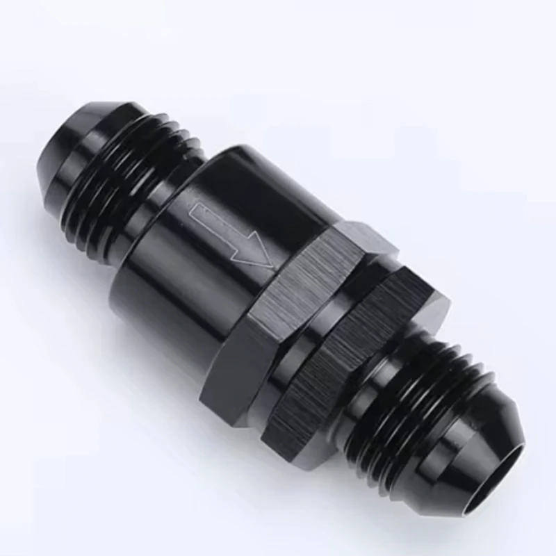 AN6 AN8 AN10 Aluminium Non Return One Way Check Valve Fuel EFI Fitting Adapter Black Spring Type One Way / Check Valve Connector