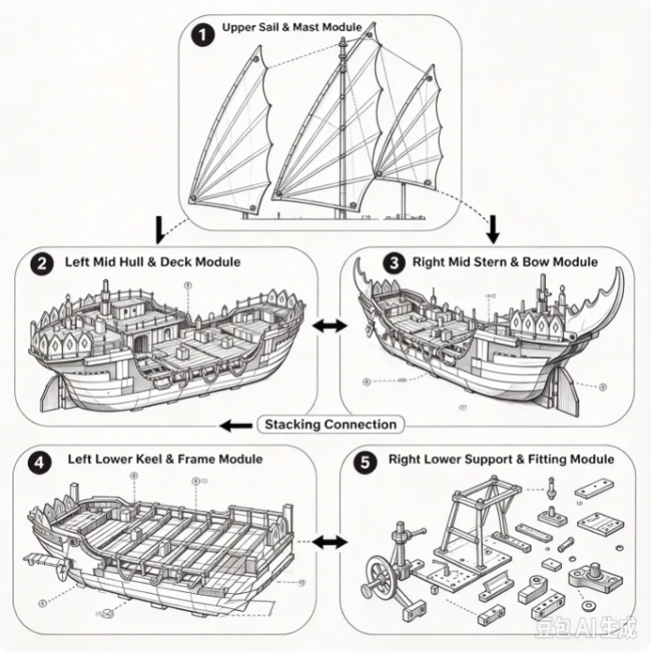 Suitable As A Living Room Decoration and Adult Holiday Gift, The Popular New Creative DIY Adventure Boat Toy Model for 2026