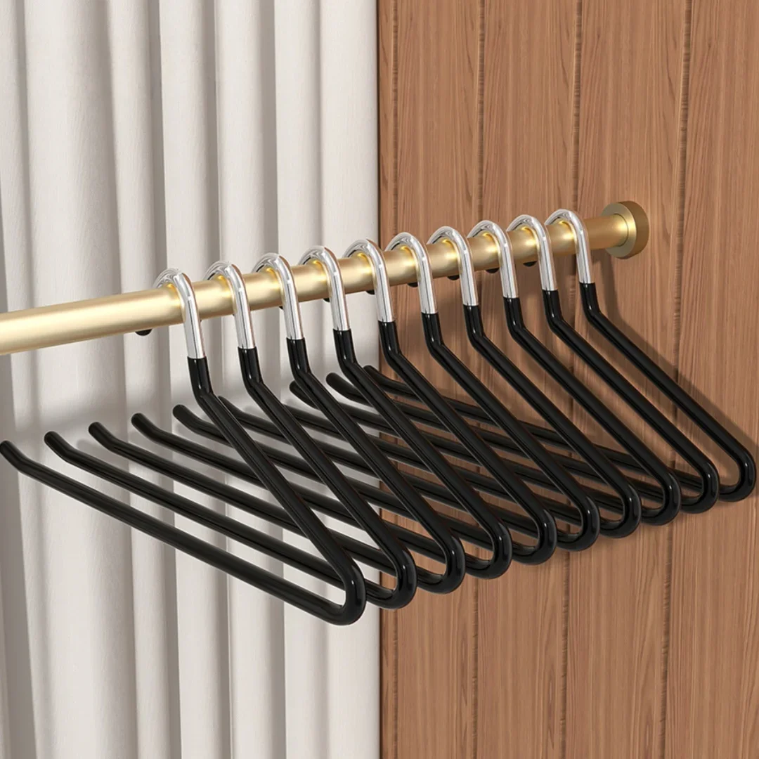 10/5Pcs Home Metal Pants Hangers, Non Slip Open Ended Slacks Pants Hangers, Black Trouser and Jean Hanger for Closet