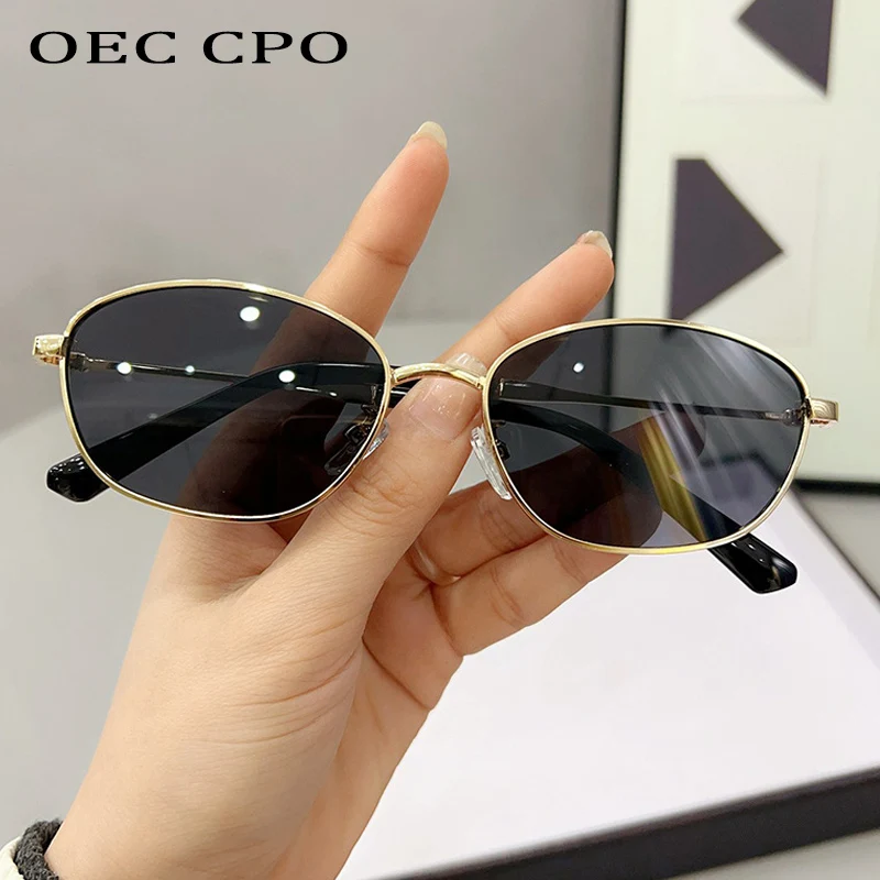 

OEC CPO Retro Metal Square Sunglasses Women Fashion Brand Designer Shades UV400 Sun Glasses Female Punk Trending Eyewear