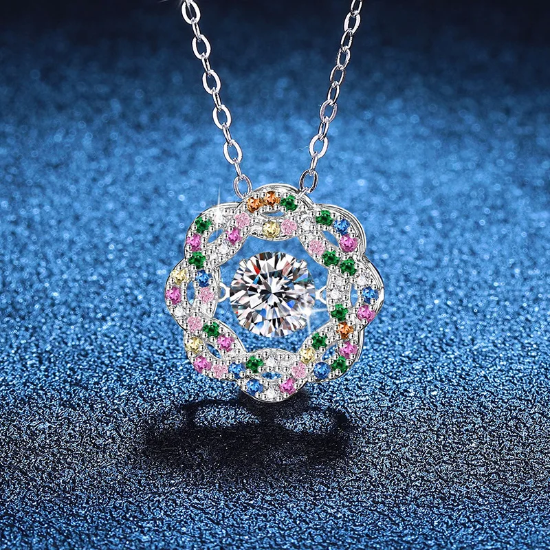 

Luxury Solid Platinum PT950 Women's Moissanite Necklace Personalized Star Smart Pendant 1 karat Moissanite Necklace