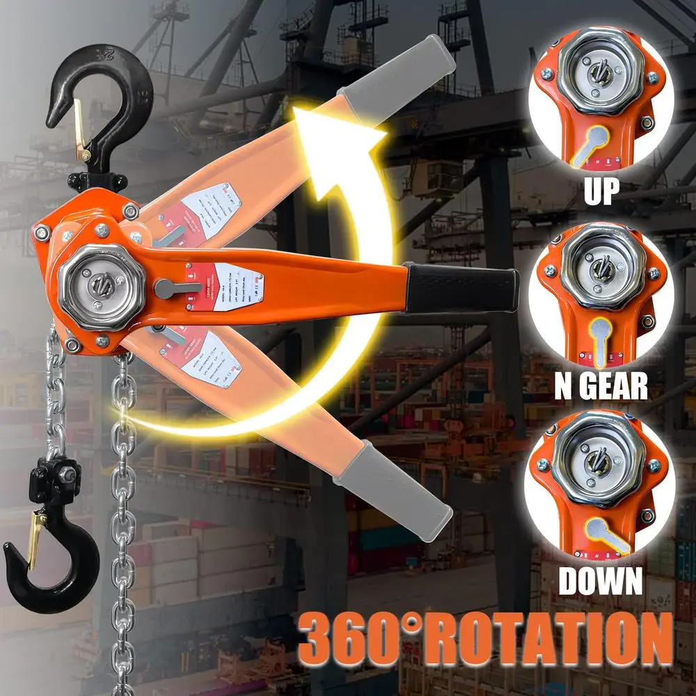 20 ft Lever Chain Hoist 3300 lbs Load Capacity Manual Ratchet Come Along Tool