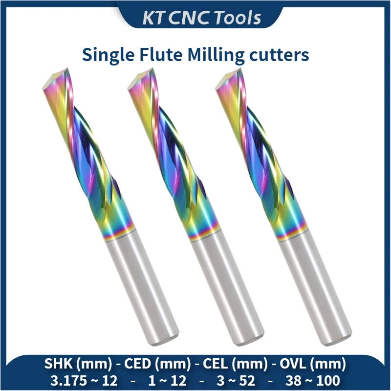 

5PCS 3.175/4/5/6/8/10/12mm Single Flute alu Milling cutters DLC Coating CNC End Mill Tools for Aluminum composite panels