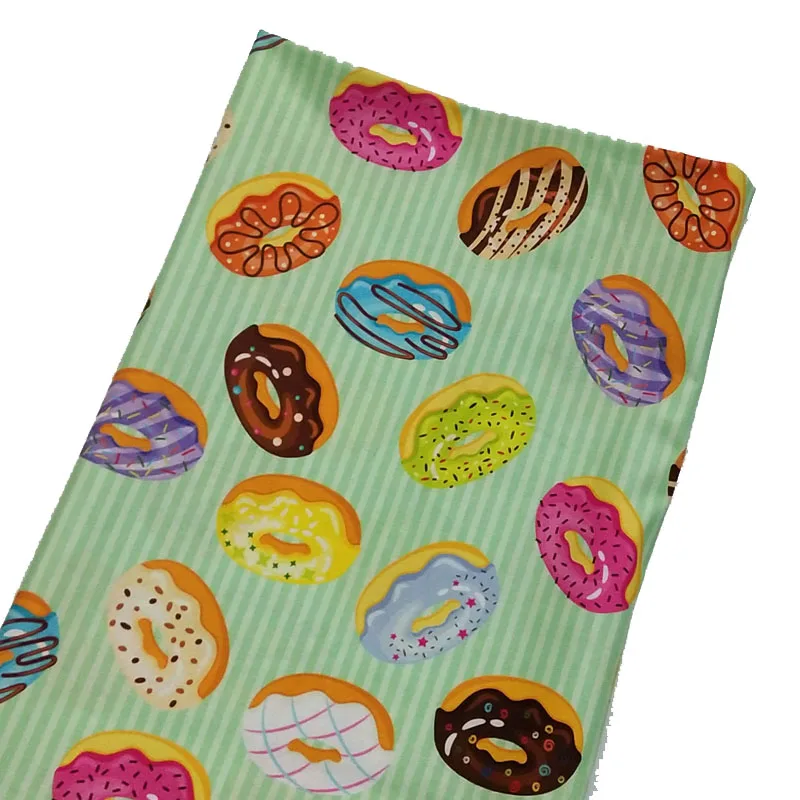 Sweet Pink Lollipop Sugar Candy Donut Cake Food Printed Cotton Fabric 50x105cm Food Series Fabric Patchwork Cloth Bag Home Decor