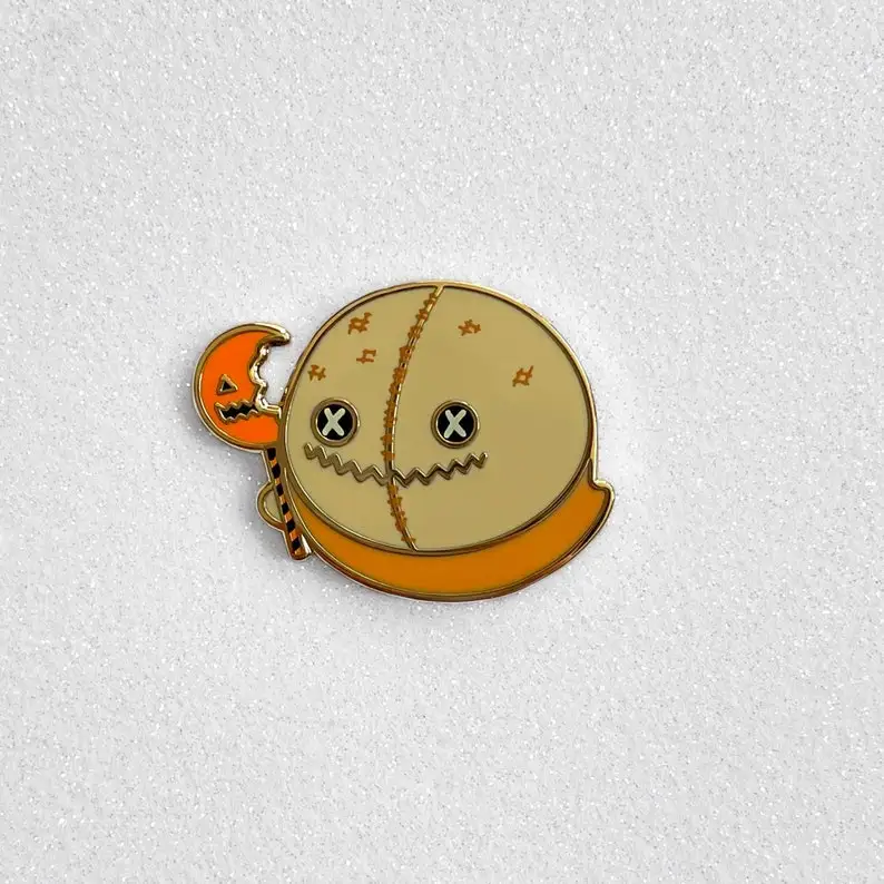 Spoopy Cute Sam Ghost Enamel Pin - Kawaii Spooky Horror Halloween