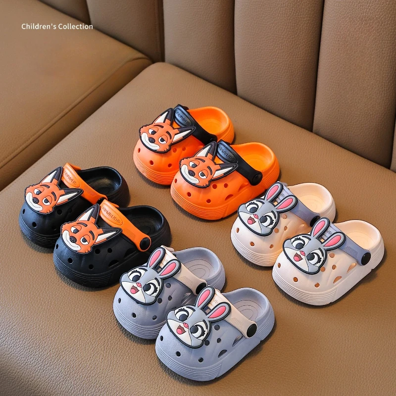 

Тапочки Disney Nick Wilde Judy, летняя садовая обувь с милыми мультяшными рисунками, пляжная обувь для девочек и мальчиков, детская обувь ярких цветов, сандалии с отверстиями