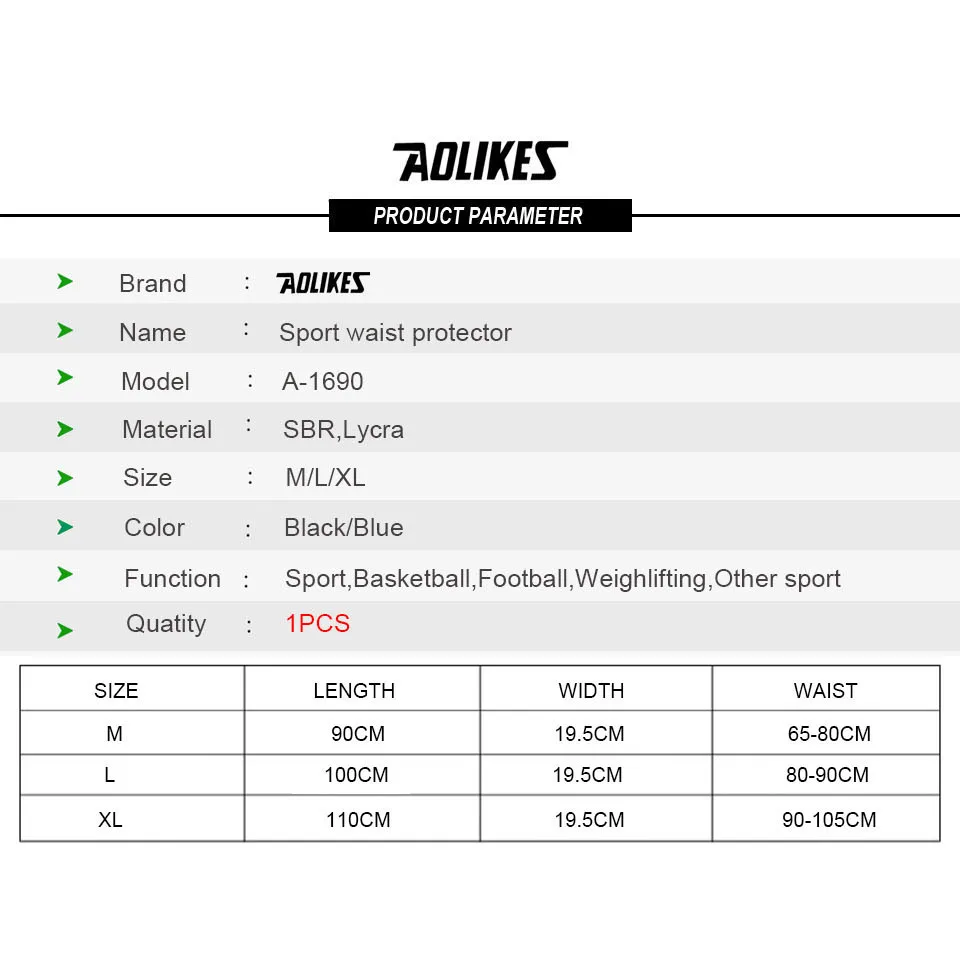 AOLIKES 1PCS Professional Adjustable Waist Trimmer Slim Fit Abdominal Waist Sweat Belt Waist Back Support Belt Fitness
