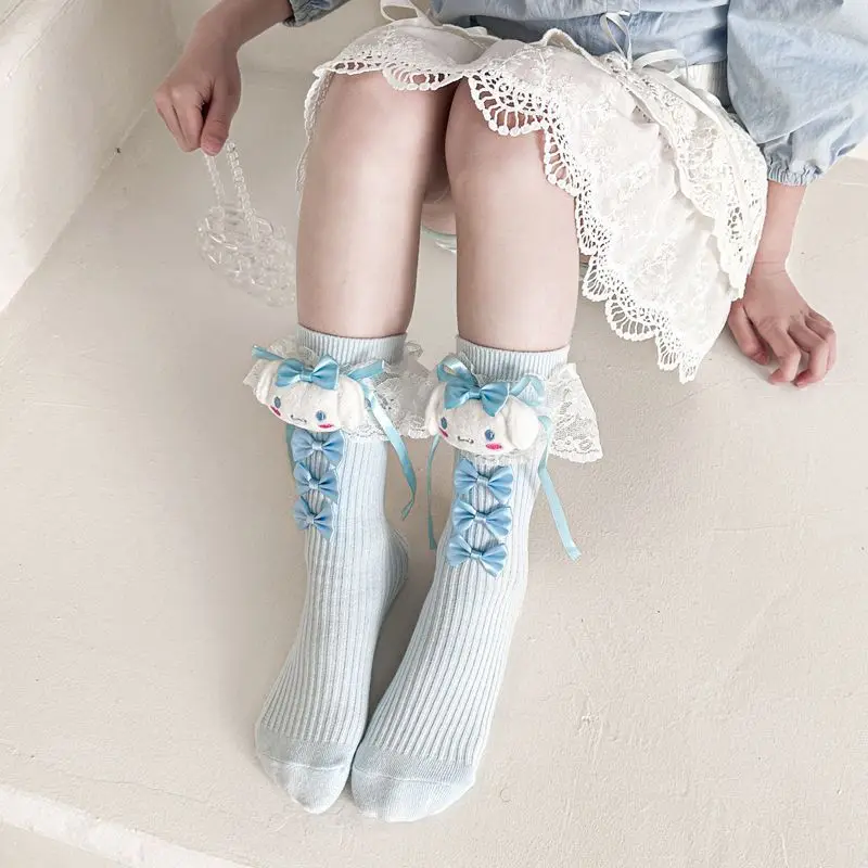 サンリオ ハローキティ マイメロディ クロミ ポムポムプリン アニメ二次元ロングソックス 女の子用 甘くて可愛いレースプリンセスソックス
