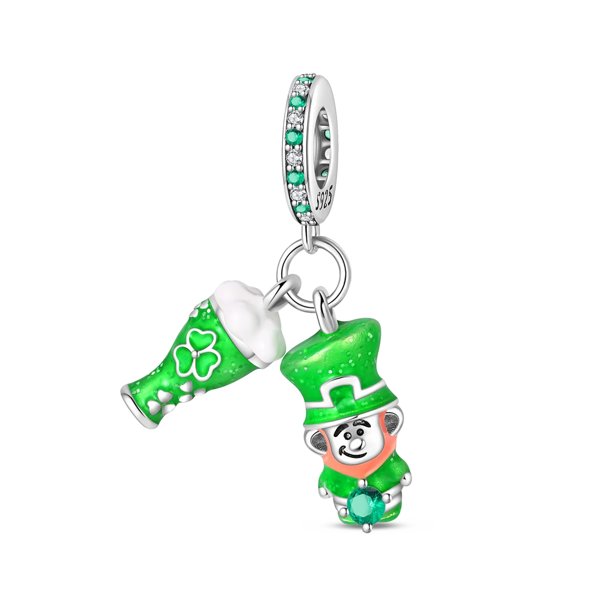 

Charm 925 Silver Green Beer Bottle Pendant Beads Fit Original Bracelet Jewelry Making Party Gift Diy Accessory