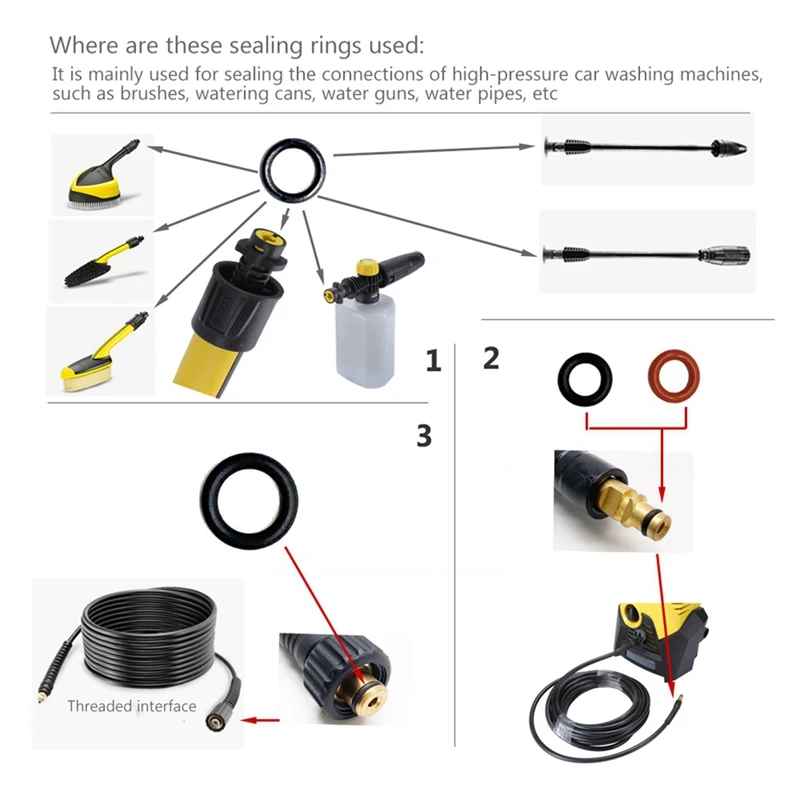 O-Ring for Karcher Lance Hose Nozzle Spare O-Ring Seal 2.640-729.0 Rubber O-Ring Pressure Washer for K2 K3 K4 K5 K6 K7