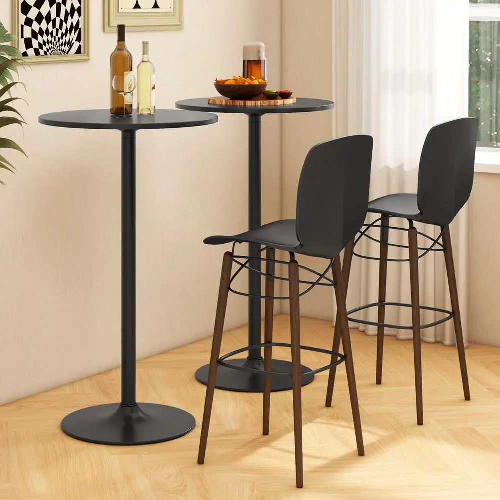 

Round Bistro Table Set of 4, Height Adjustable Bar Height Cocktail Table, High Top Pub Table Snack Table with HeavyDuty Metal B