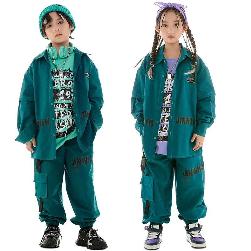 Vêtements de danse moderne pour enfants, chemise ample Hip Hop, manteau et pantalon pour filles, vêtements de performance de jazz, vêtements de rue pour adolescents garçons, BL11605