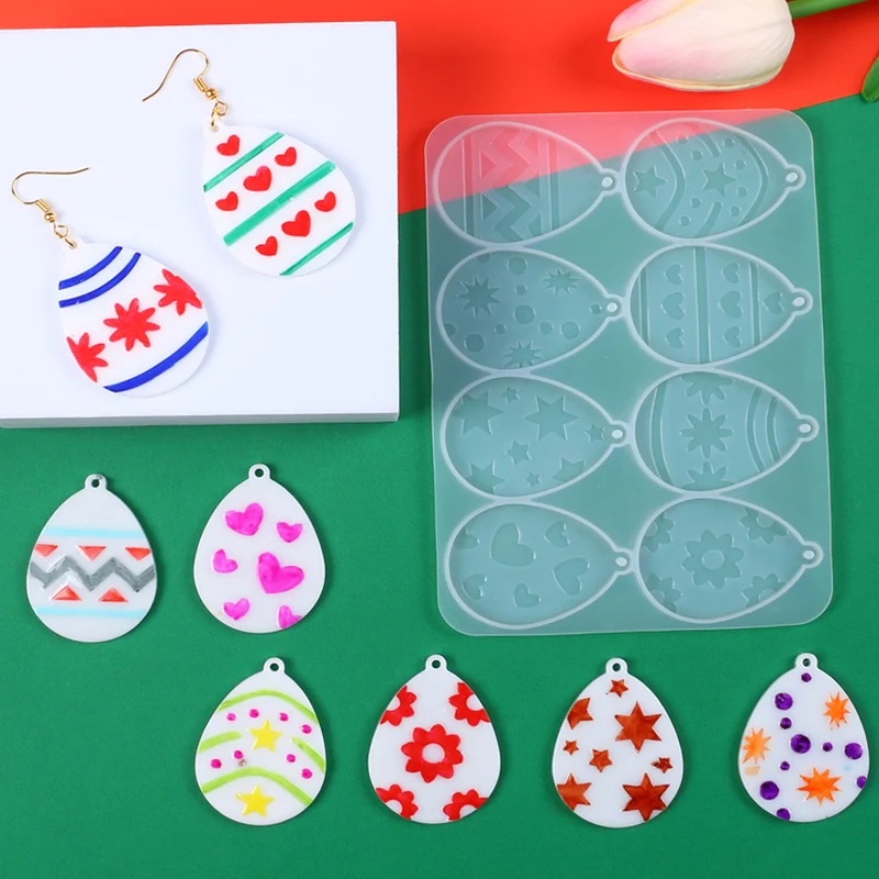القرط قالب من السيليكون أرنب عيد الفصح البيض القلب الفطر زهرية أدوات القلعة DIY بها بنفسك قلادة المفاتيح القرط صنع المجوهرات #3