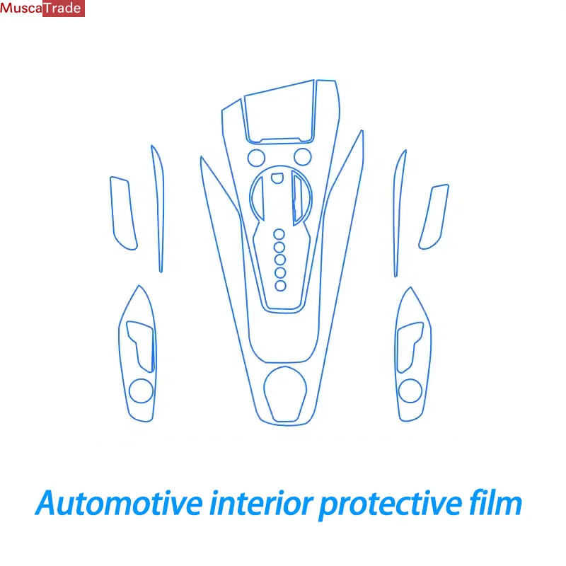 For Audi TT 2024 Car Multimedia Screen Center Gear Panel Transparent TPU Automotive Interior Protective Film