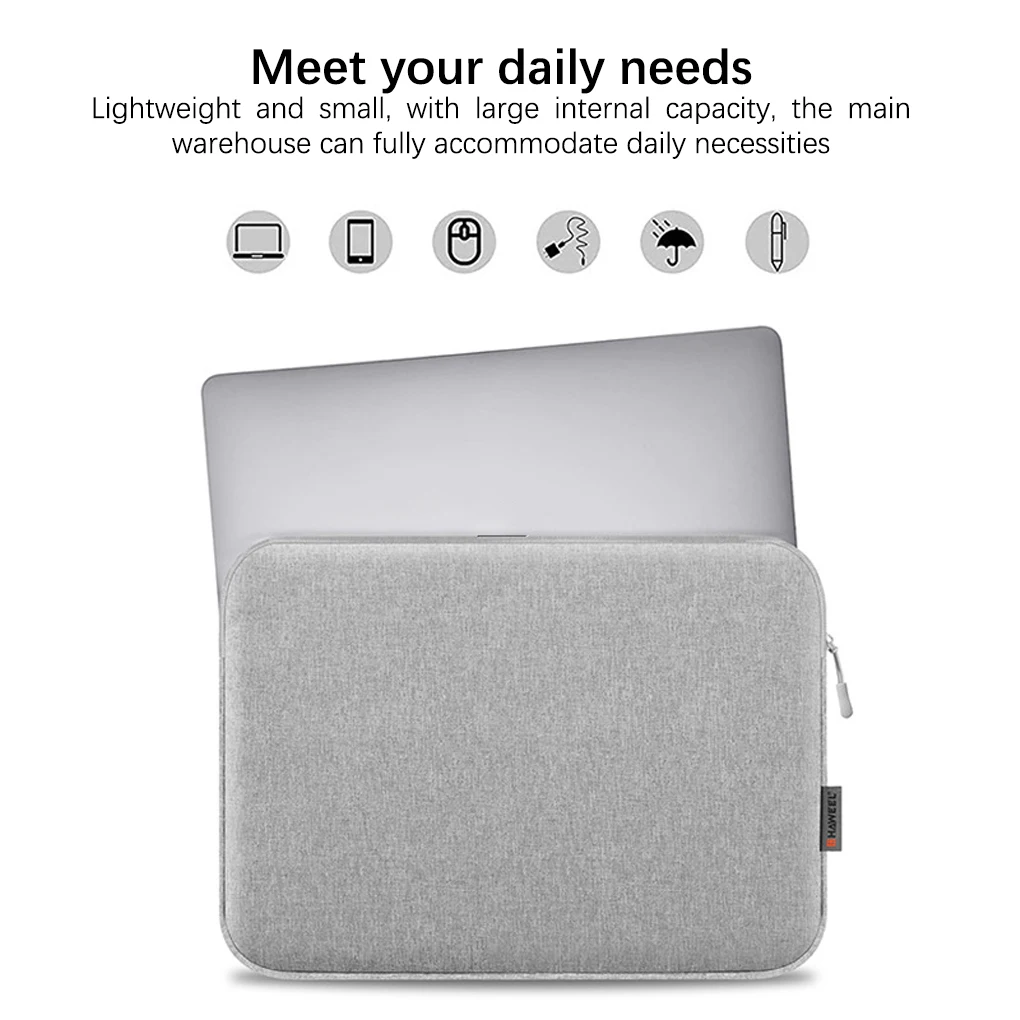 14/15/17 Inch Tablet Bag Electronic Fleece Lining Sleeve Waterproof Container Notebook Case Smooth Zipper Business Black