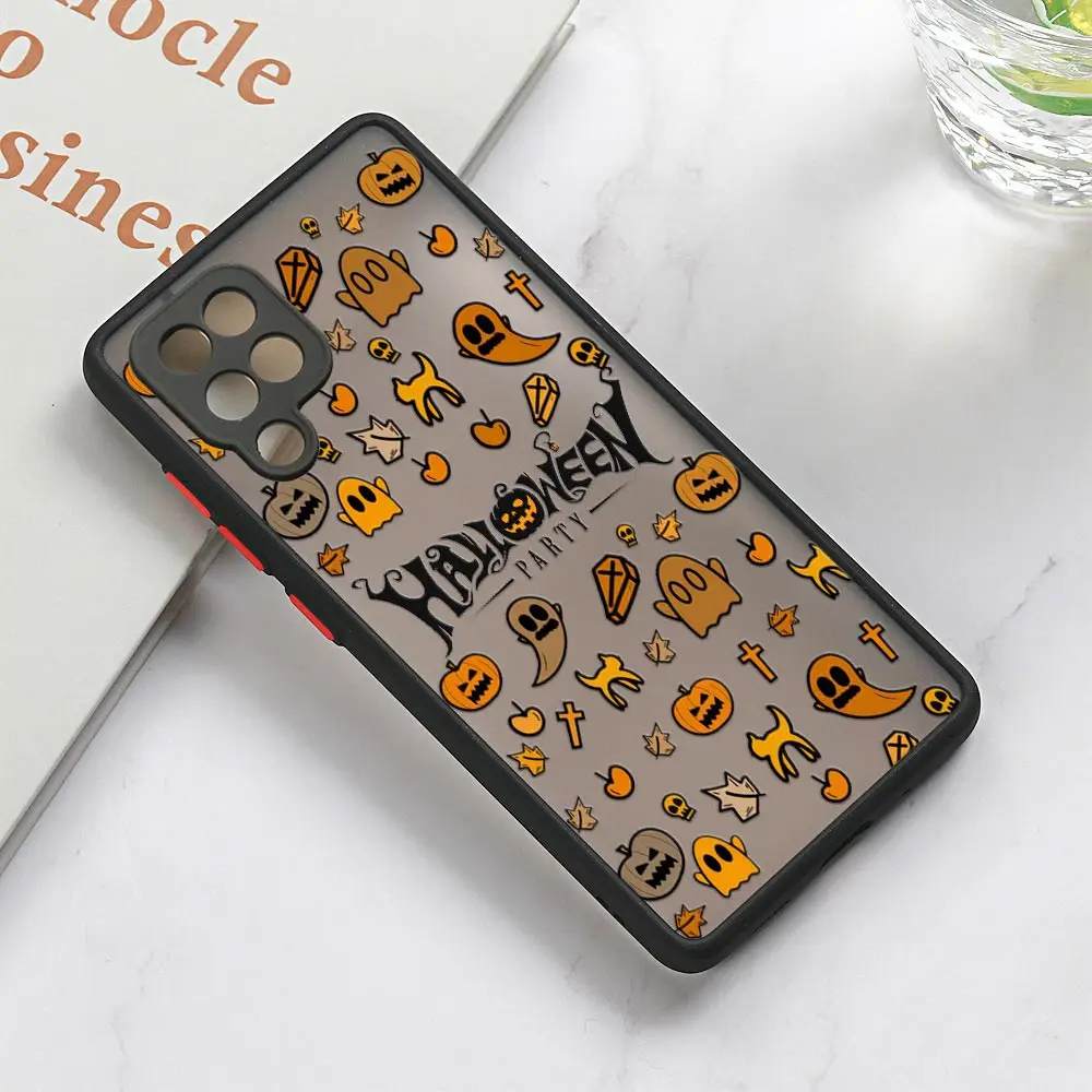 Matte Case For Samsung Galaxy A02 A03 S A50 A70 A30 A40 A20 A7 2018 M30S M21 M51 M32 Note 20 Phone Cover Halloween Scary Ghost