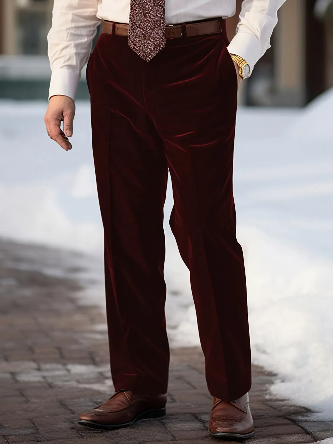 

Men's Fashion Casual Velvet Suit Pants For Autumn Winter Work Daily Life Parties Travel Comfortable Dressing Men Dress Trousers