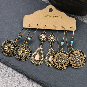 Boho Geometric Earrings for Women, Got of Hollow Metal, Round Sheet, Pendan Earring, Vintage Party Jewelry, Fashion 8 Main Ethnic Earrings Sales - №5