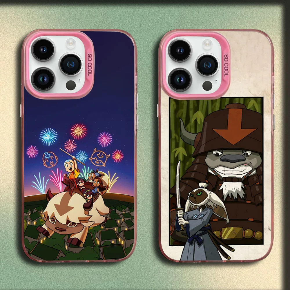 

Anime A-Avatar Appa Yip Yip Phone Case For iPhone 16,15,14,13,12,11,Mini,Pro,SE,MAX Pink Matte Silicone Cover