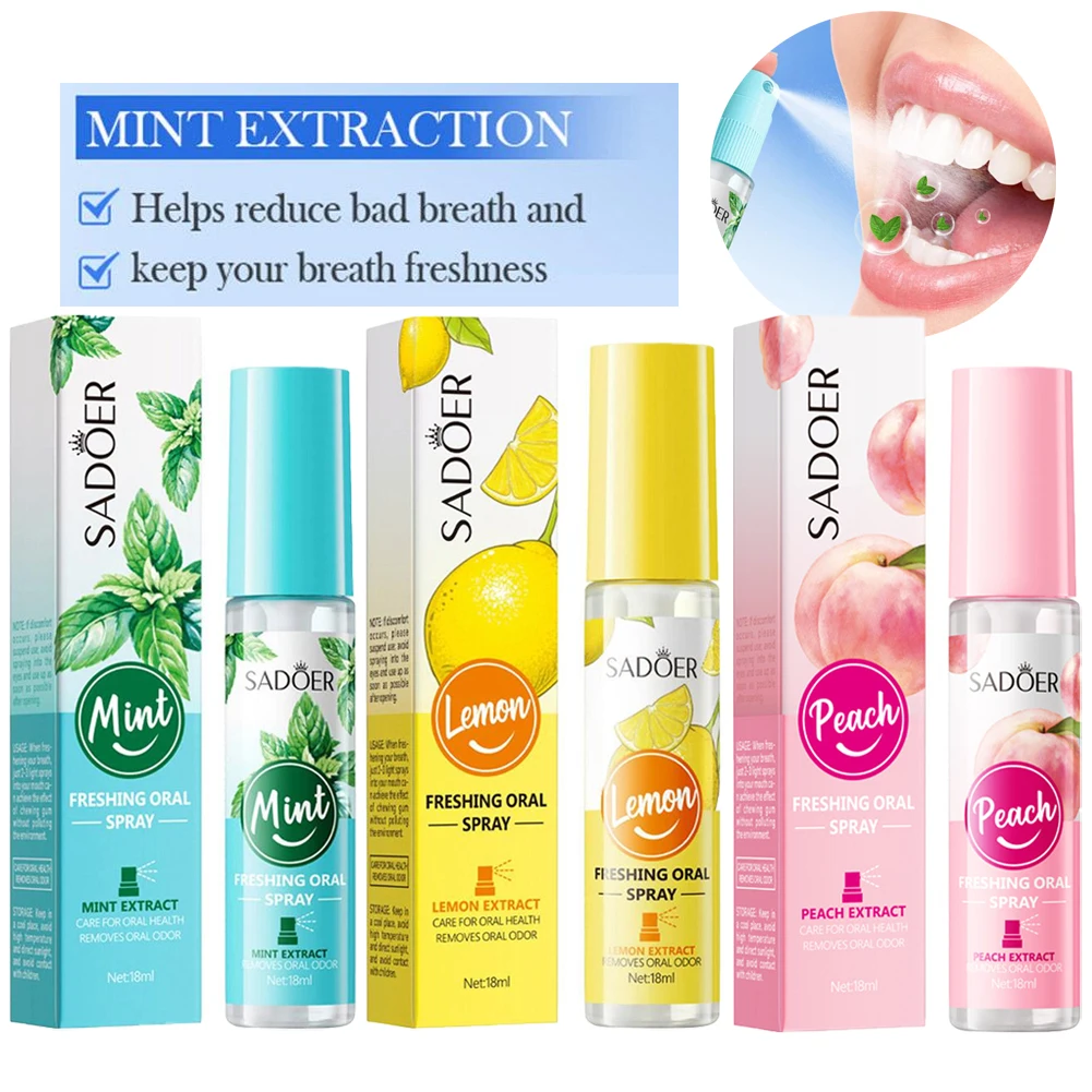 Portable Breath Freshener Spray Mint Lemon Peach Flavor Eliminate Bad Breath Breath Kissing Mouth Spray Cleaning Spray